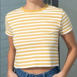 brandy melville yellow & white striped helen top